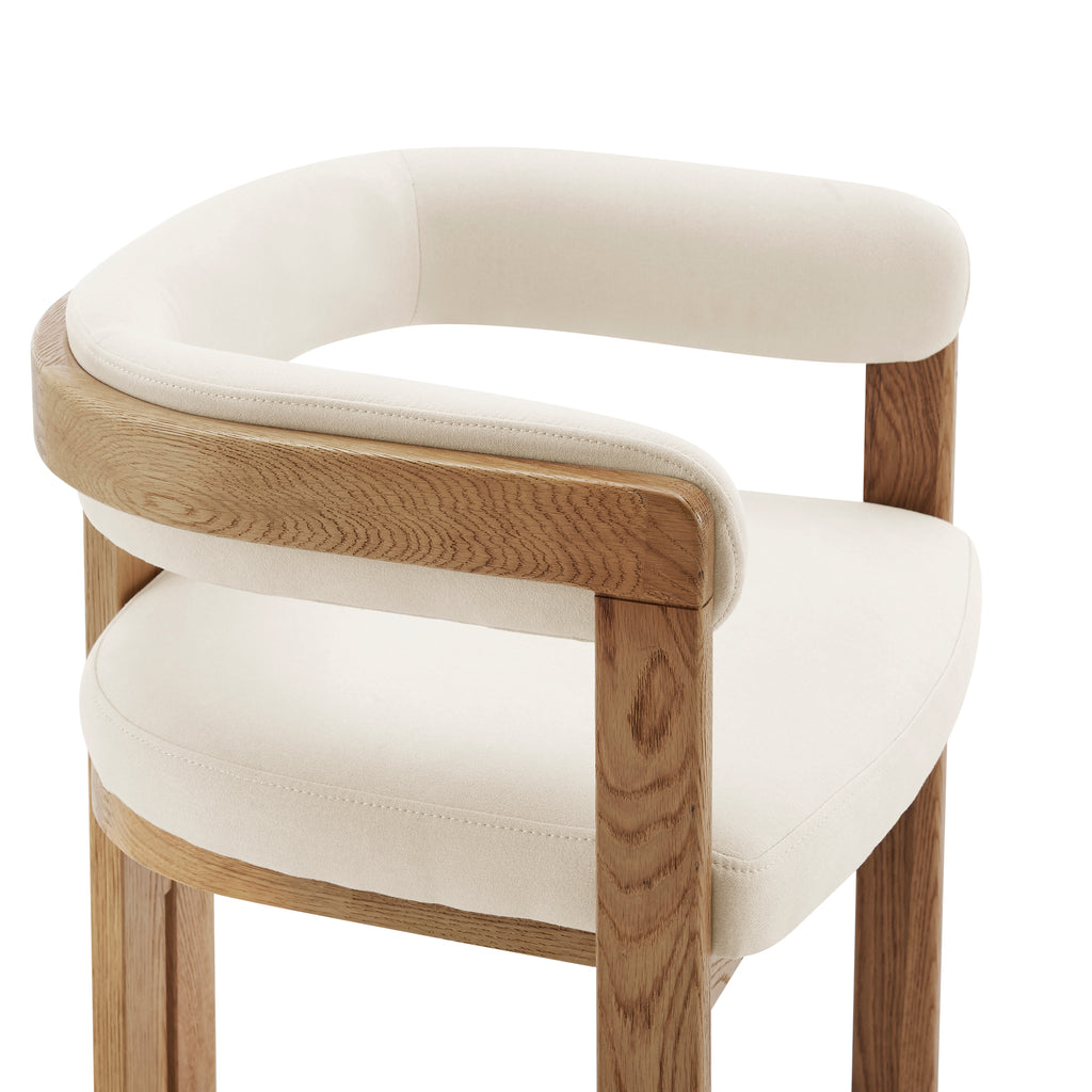 Blixa Armchair in Natural with Beige Fabric Seat