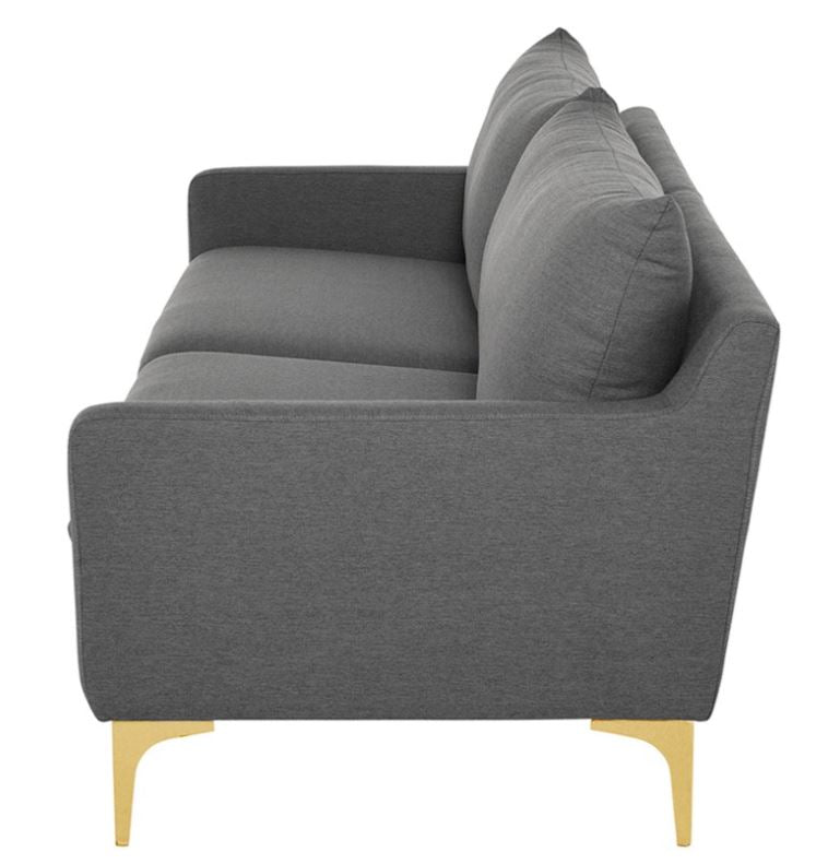 Anders Sofa - Slate Grey with Brushed Gold Legs