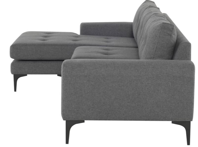 Colyn Sectional Sofa - Shale Grey with Matte Black Steel Legs