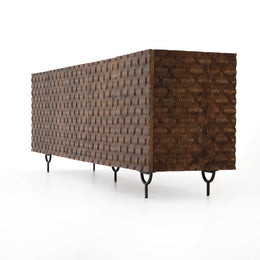 Rio Media Console - Round Cut Antique Brown