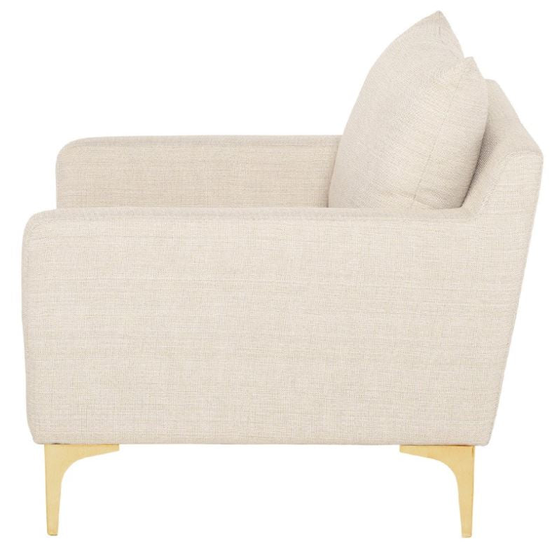 Anders Lounge Chair - Sand with Brushed Gold Legs