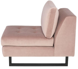 Janis Armless Lounge Chair - Blush with Matte Black Steel Legs, 25.8in