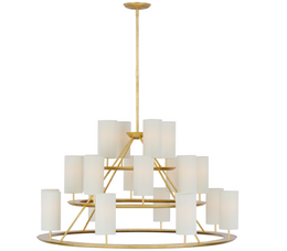 Trevi XL 3-Tier Chandelier, Gild with Linen Shades