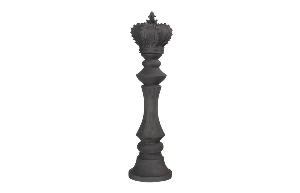 King Chess Sculpture, Cast Stone Black