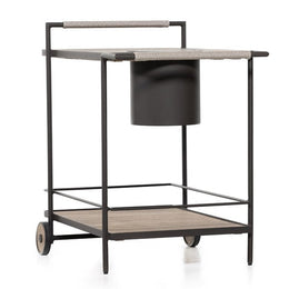 Loring Outdoor Bar Cart-Washed Brown