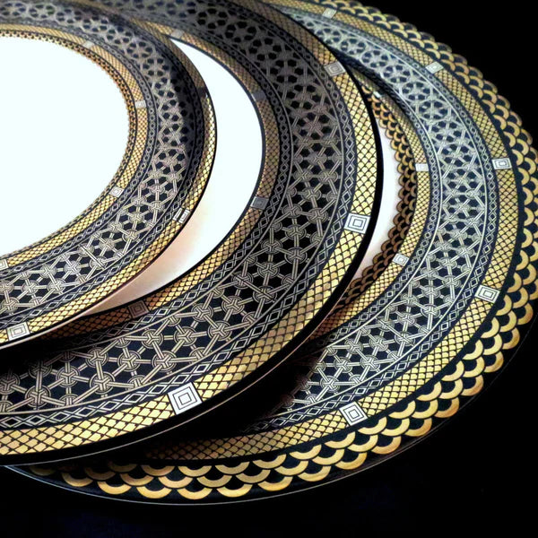 Hawthorne Onyx- Gold,Platinum & Black Dinner Plate