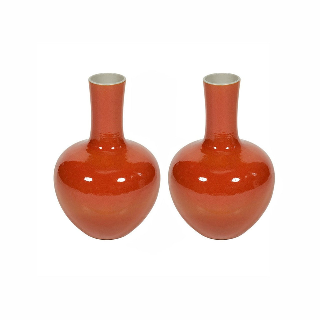 Orange Globular Vase