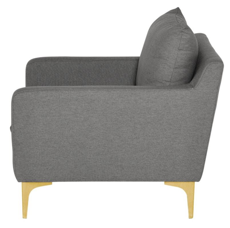 Anders Lounge Chair - Slate Grey with Brushed Gold Legs