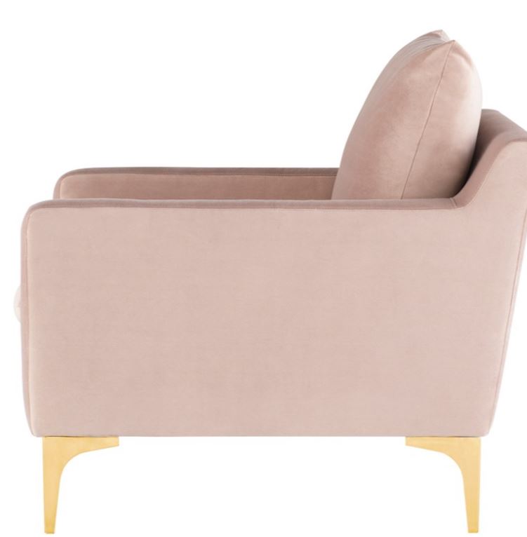 Anders Lounge Chair - Blush with Brushed Gold Legs