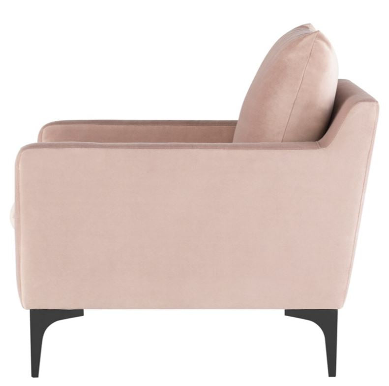 Anders Lounge Chair - Blush with Matte Black Legs