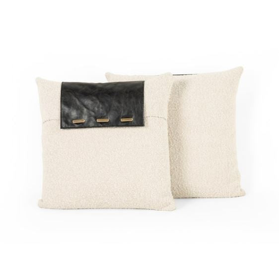 Boucle And Leather Pillow-Set Of 2-20"