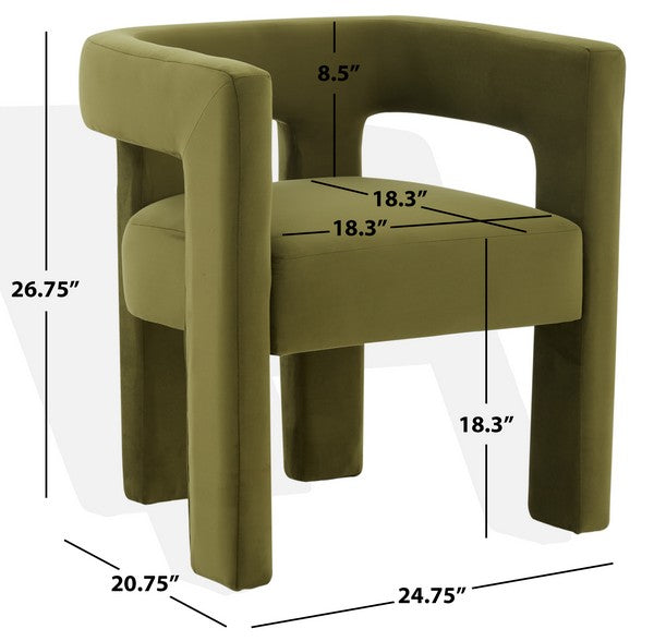 Deandre Contemporary Velvet Dining Chair, Olive Green