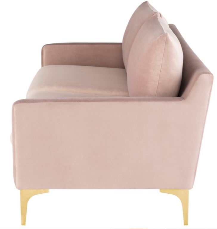 Anders Sofa - Blush with Brushed Gold Legs