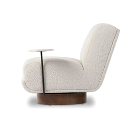 Bronwyn Swivel Chair + Side Table - Knoll Natural, White Marble