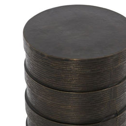 Trello Drum End Table-Textured Brass