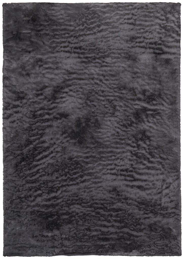 Luxe Velour Transitional Solid Taupe Black Area Rug (6'7" x 9'6")