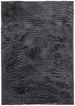 Luxe Velour Transitional Solid Taupe Black Area Rug (5' x 6'6")