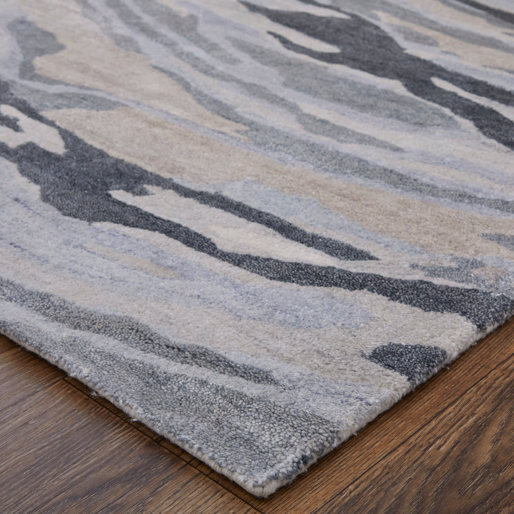 Dryden Transitional Abstract Blue Gray Taupe Area Rug (3'6" x 5'6")