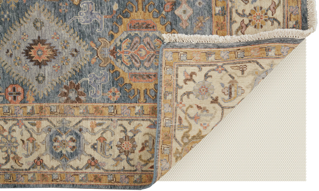 Marabel Traditional Medallion Blue Tan Brown Area Rug (2'6" x 8')