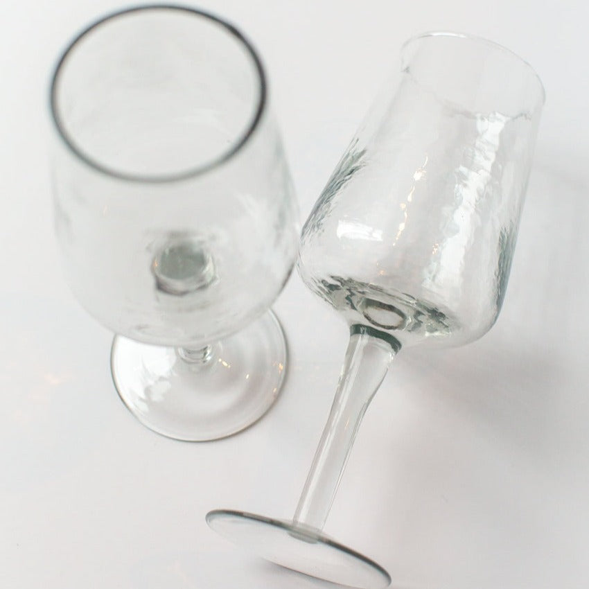 Handblown Hammered Wine Glasses Set of 4