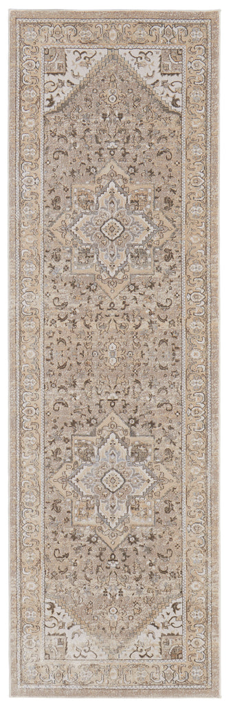 Celene Traditional Medallion Brown Ivory Tan Area Rug (2'6" x 8')