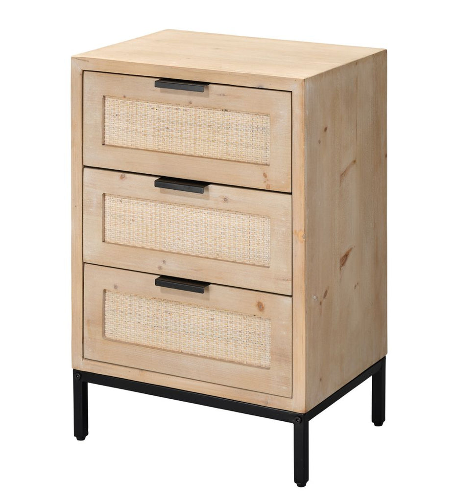 Reed 3 Drawer Side Table-Brown