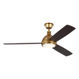 Hicks 60 LED Ceiling Fan in HandRubbed Antique Brass with Dark Mahogany Blades and Light Kit