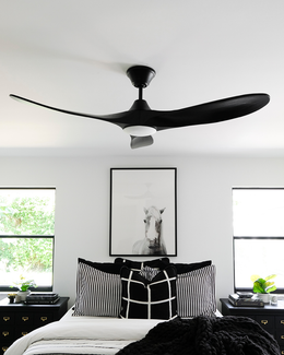 Maverick 52" LED Ceiling Fan, Matte Black Housing With Matte Black Blades With Light Kit