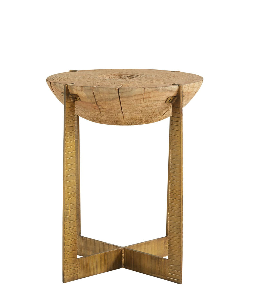 Brass Base Grain End Table