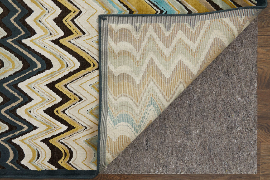 Saphir Cabo Modern Chevron Brown Gold Area Rug (7'6" x 10'6")