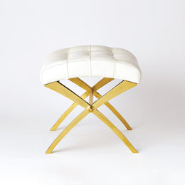 Scarlet Stool : Scarlet Stool (Brass with White Leather)