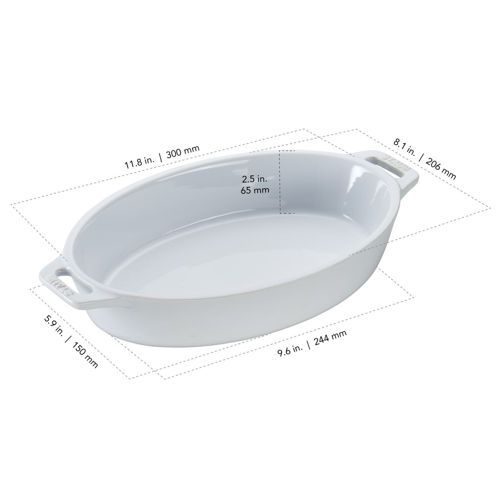 11" Oval Baking Dish - White