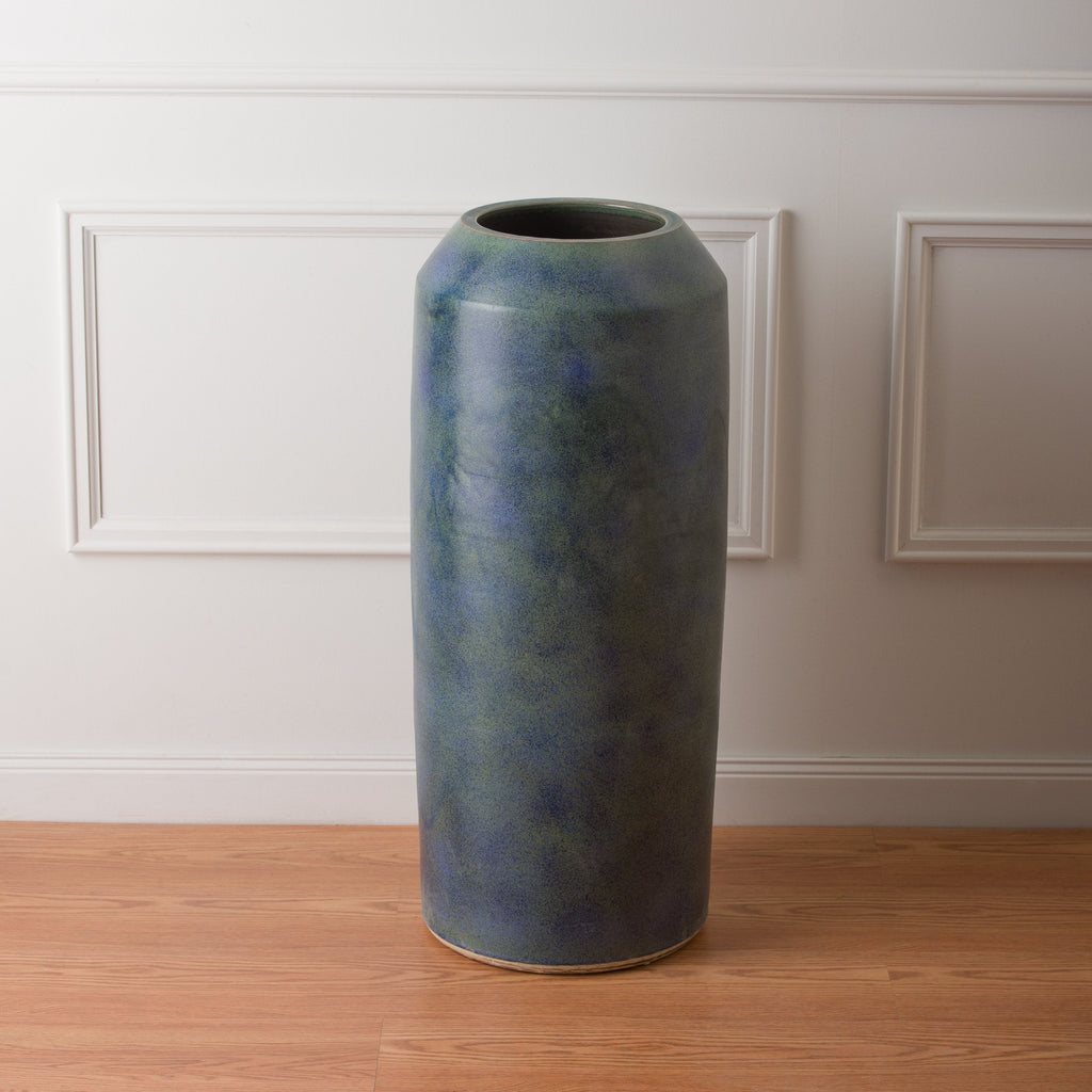 Tall Cylinder Jar, Verdi Blue 14.5x36"H