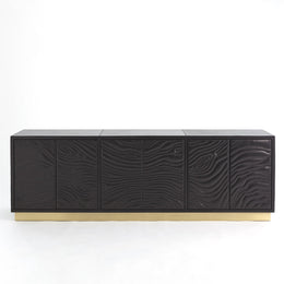 Forest Long Cabinet, Charcoal Leather