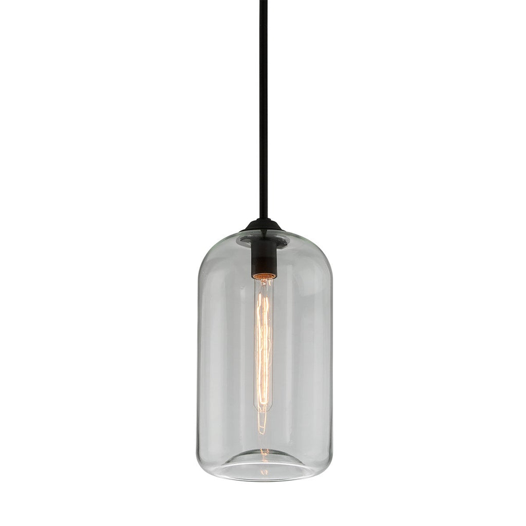 District Pendant Clear Shade, 8" - Satin Black