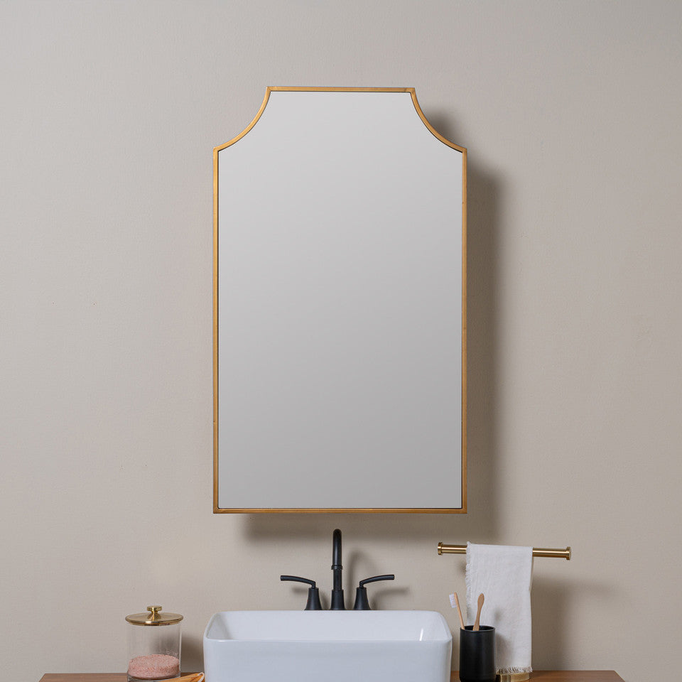 Simone Gold Medicine Cabinet, Recess Mount Mirror