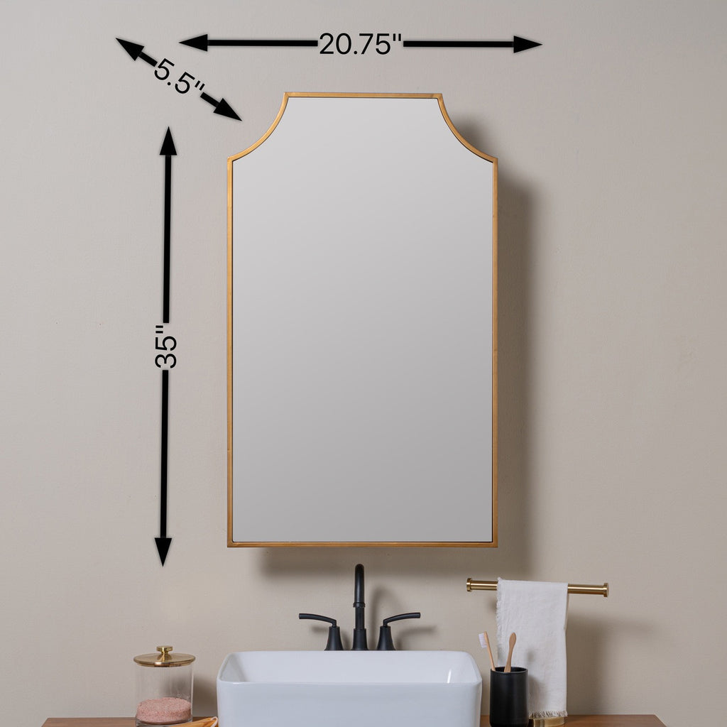 Simone Gold Medicine Cabinet, Recess Mount Mirror