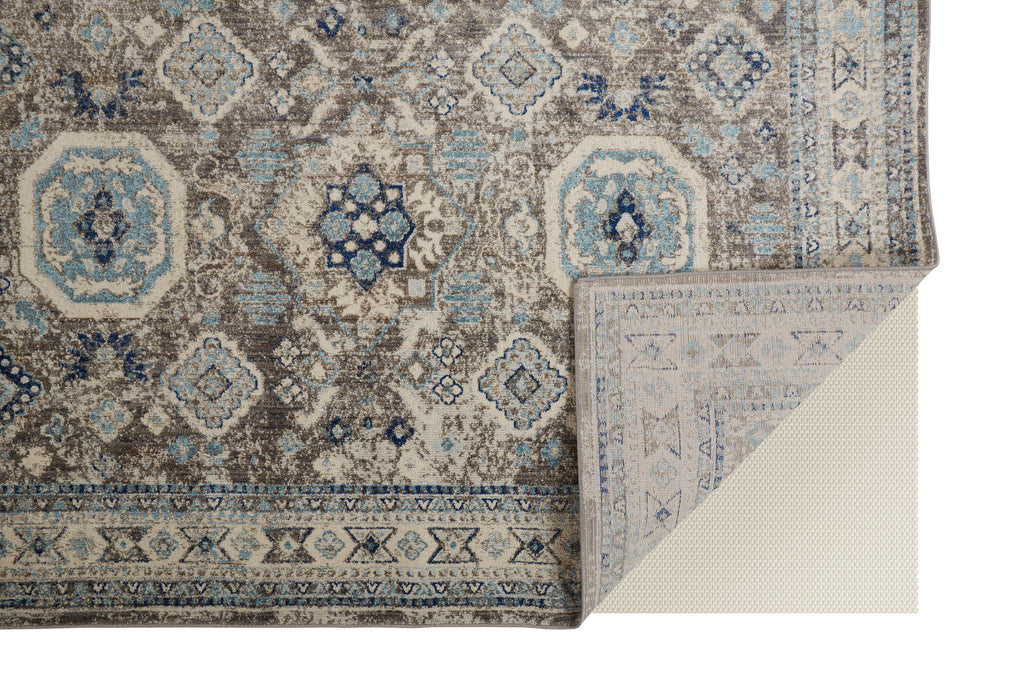 Bellini Transitional Medallion Gray Brown Blue Area Rug (7'10" x 7'10")