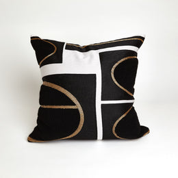 Brass Loop Pillow, Beige/Black