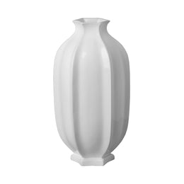 Tall Vase Pomegranate, White 10x19"H