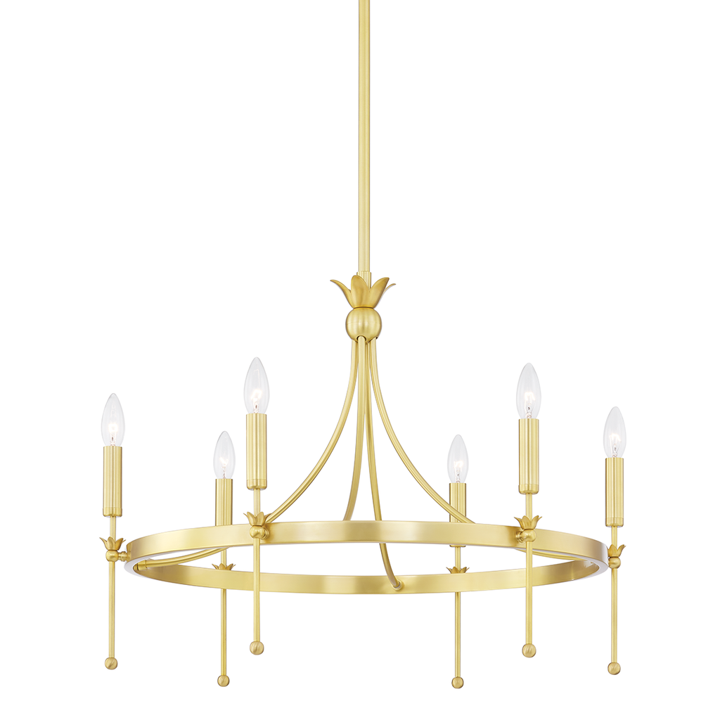 Gates 6 Light Chandelier - Aged Brass