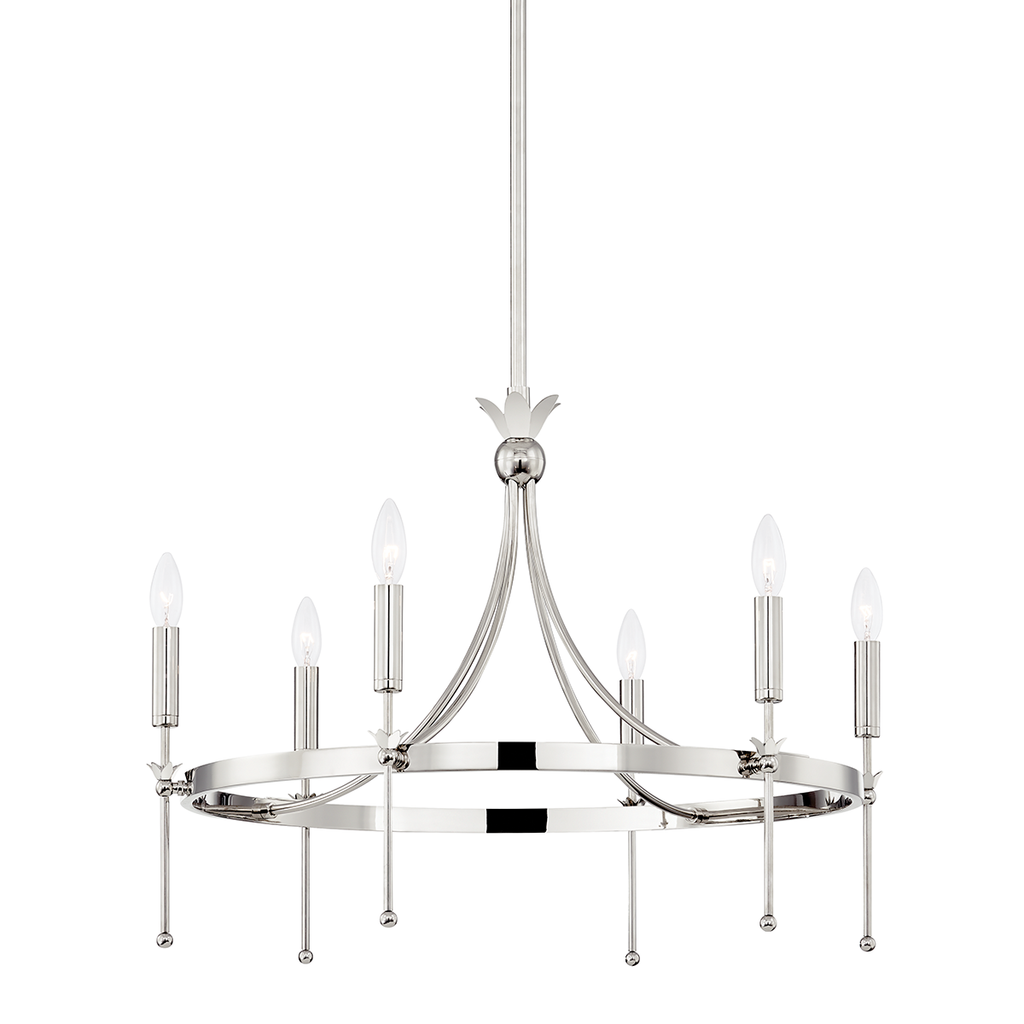 Gates 6 Light Chandelier - Polished Nickel