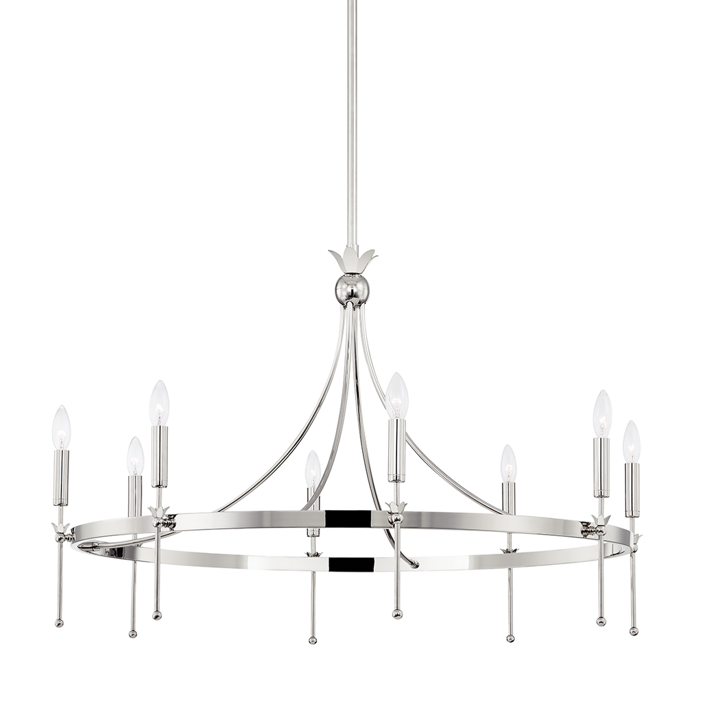 Gates 8 Light Chandelier - Polished Nickel