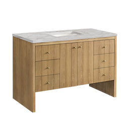 Hudson 48" Single Vanity, Light Natural Oak, Victorian Silver Top