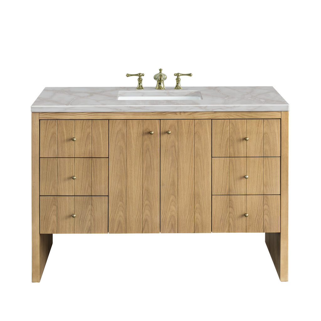 Hudson 48" Single Vanity, Light Natural Oak, Victorian Silver Top