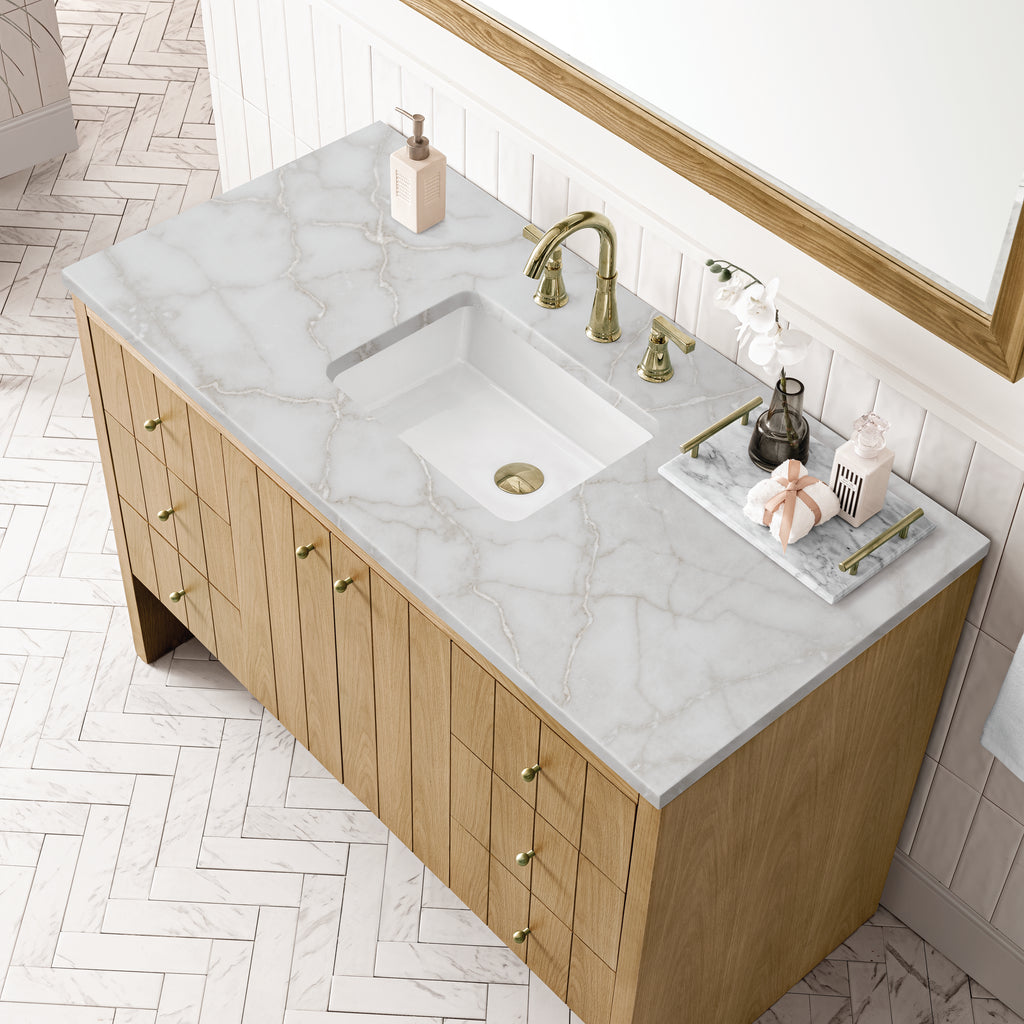 Hudson 48" Single Vanity, Light Natural Oak, Victorian Silver Top