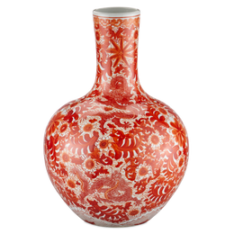 Biarritz Coral Fern Long Neck Vase