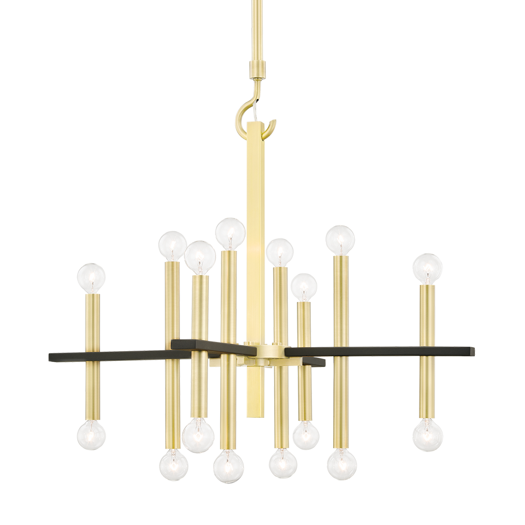 Colette Chandelier 27" - Aged Brass/Dusk Black