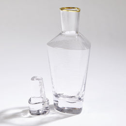 Hammered Decanter, Clear with Gold Rim