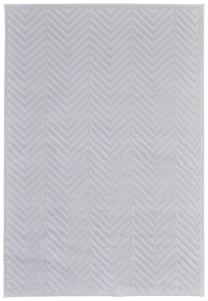 Soho Lyra Modern Chevron White Area Rug (5'3" x 7'6")